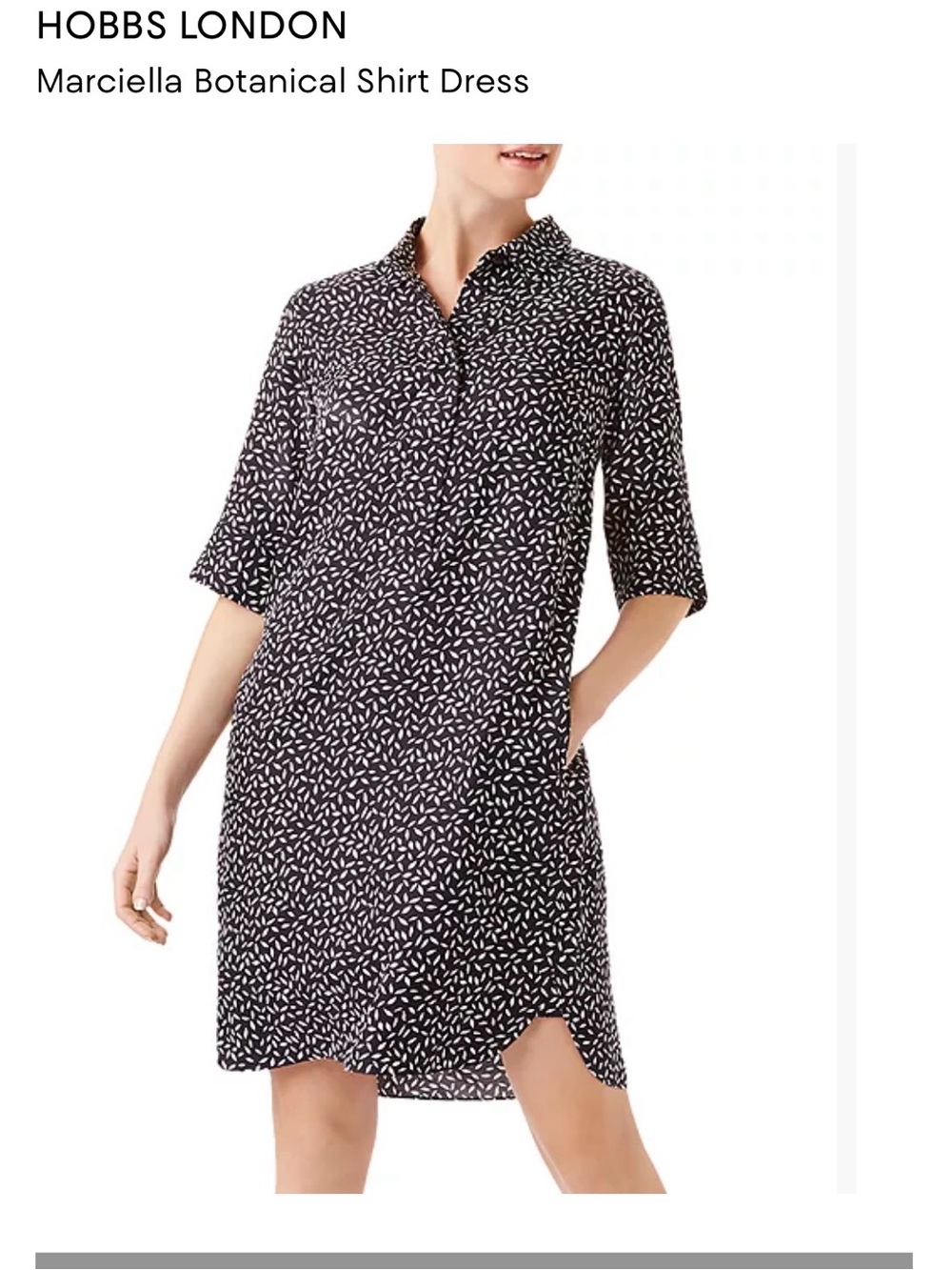 Hobbs London Black & White Botanical Shirt Dress